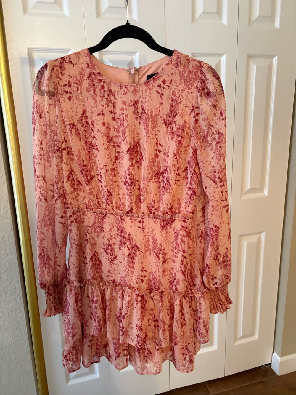 Aqua Brand Dress Bloomingdales Pink Floral Chiffon Flowy Mini, Size S